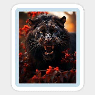 Floral Black Lion Roar Sticker